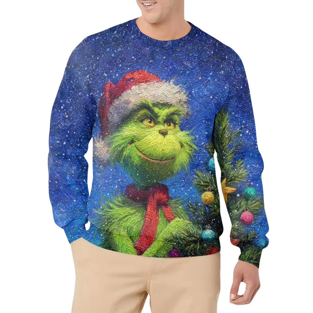 Men's Casual Fashion Printed Round Neck Pullover Sweatshirt