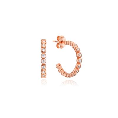 Tirrlirr Brisa Round Stone Embellished Silver Pink Earrings Tessvp14939