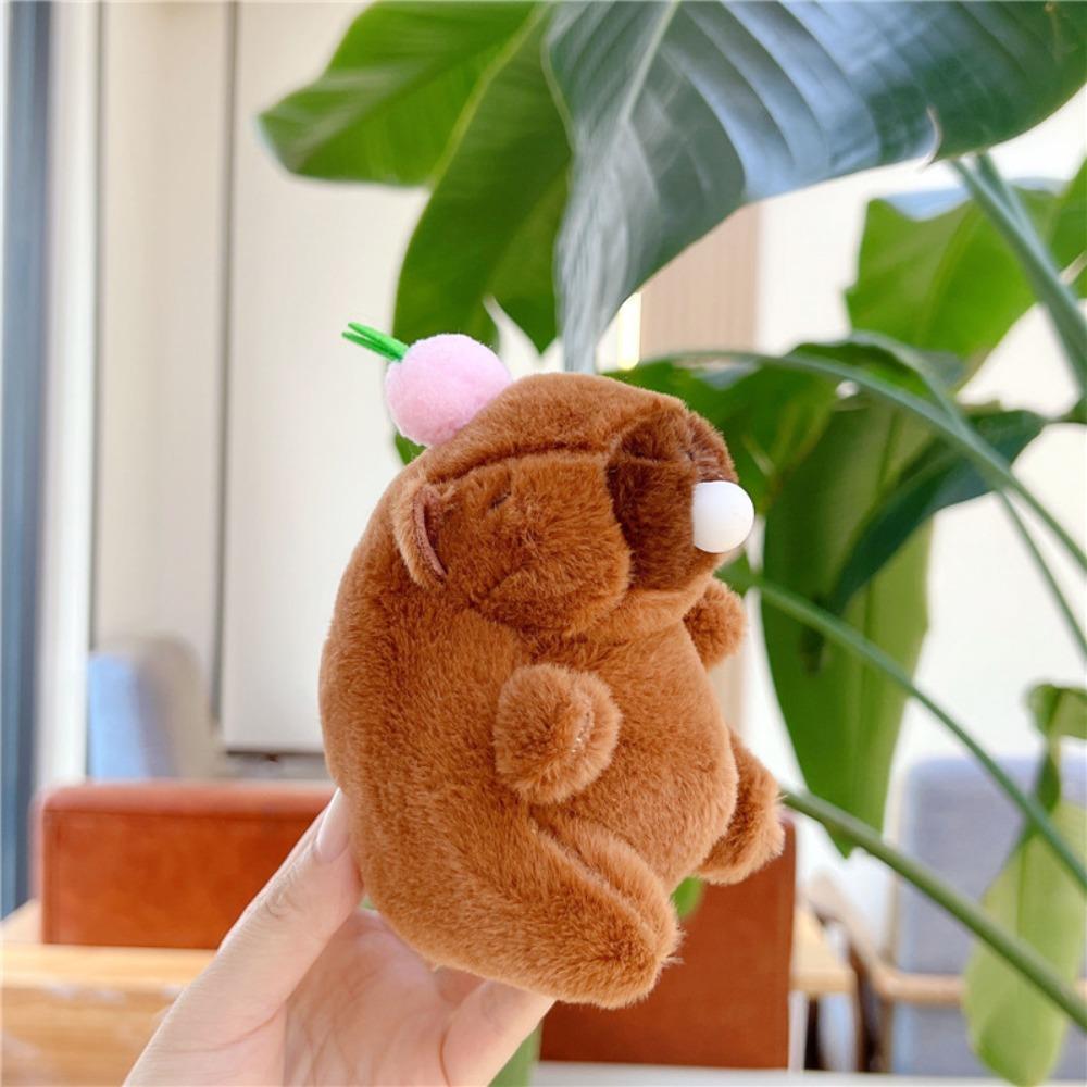Plush Capybara Doll Keychain Squeeze Spitting Bubbles Capybara Bag Pendant Soft Stuff Relieve Stress Toys For Kid BIrthday Gift