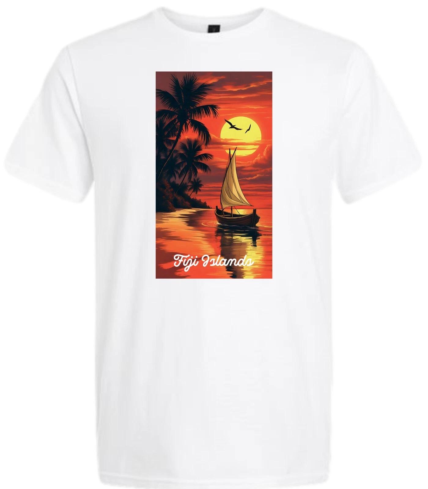 Fiji Islands Beach Scene Short Sleeve T Shirt L