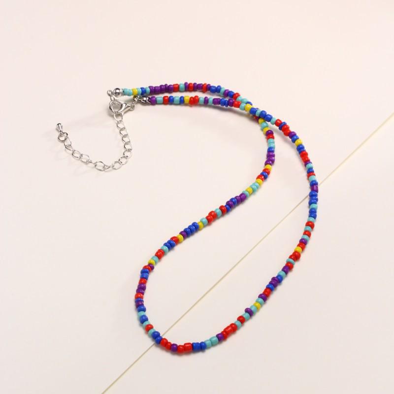 

Ожерелье ручной работы из рисовых бусин цвета конфет дофамина в стиле бохо 40 cm
