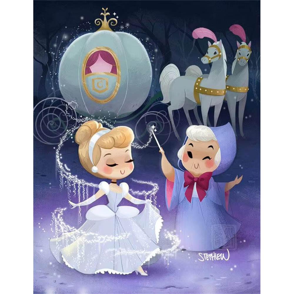 

Disney Classic Princess Collection Q Version 5D Diamond Painting Full of Diamonds DIY Handmade Diamond Painting Cartoon Decorative Painting Kit Round 20x30cm