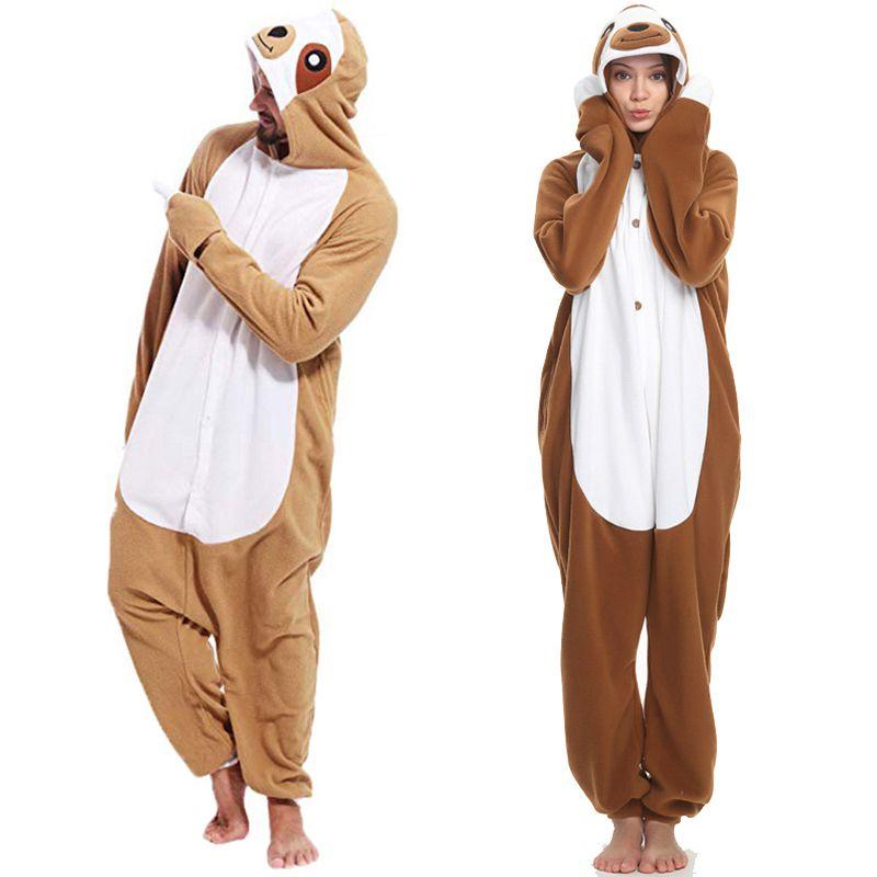 Kigurumi Pajamas Animal Cosplay Sloth Unisex Adult Costumes Robe Jumpsuit Onesie