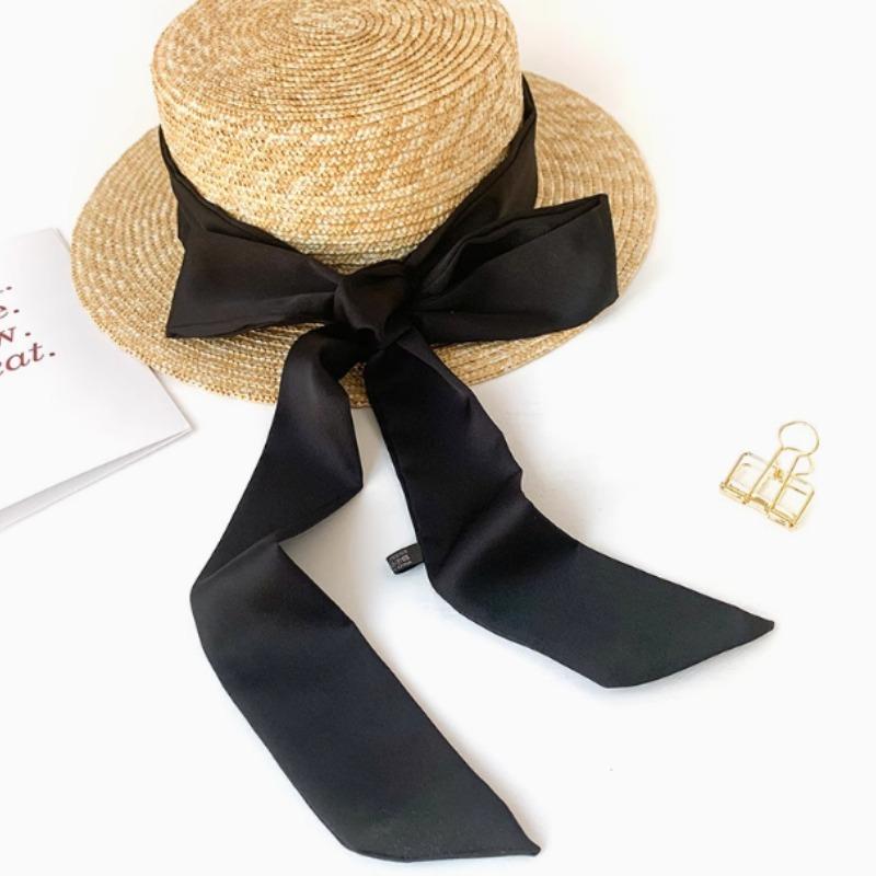 Korean Style 190*5cm Women Plain Chiffon Silk Scarf Solid Color Long Hairband Versatile Decorative Streamer Bag Tie Satin Ribbon