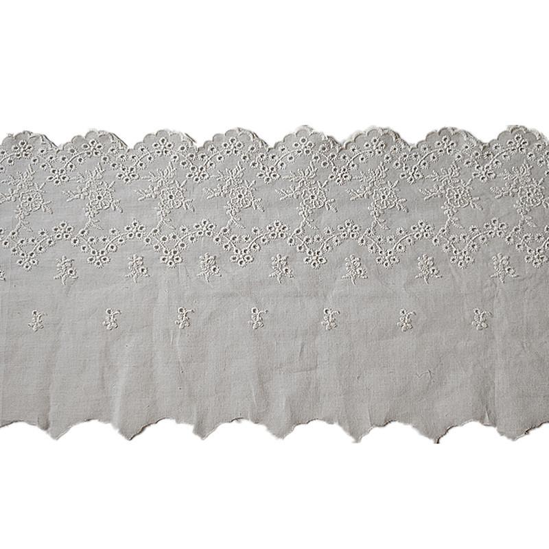 2Meters/lot 20cm Wide Spot Textile Clothing Home Textile Accessories Lolita White Beige Cotton Embroidery Lace Fabric