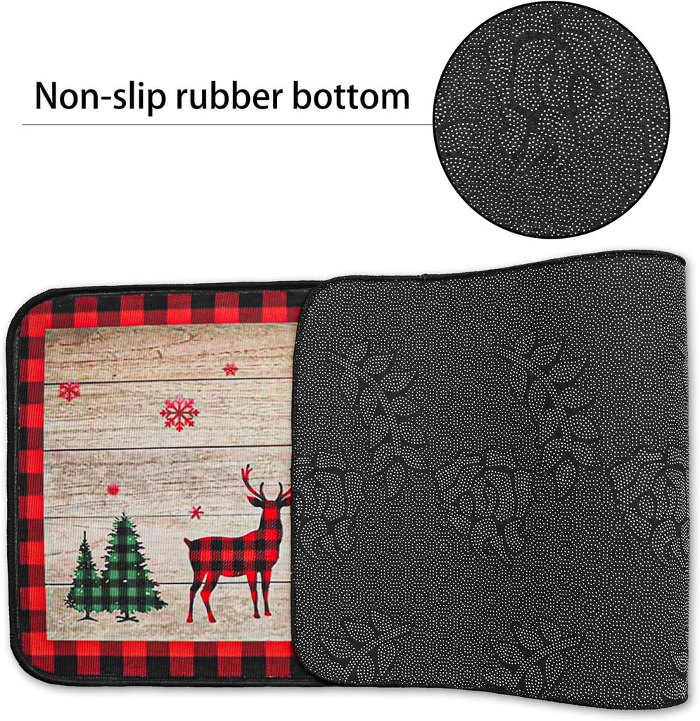 1/2Pcs Christmas Holiday Kitchen Floor Mat Home Decor Bedroom Balcony Long Carpet Festive Atmosphere Welcome Door Mat