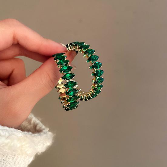 1 Paar Damen Creolen Glänzender Strass Rund Luxus Damen Ohrringe zum Geschenk