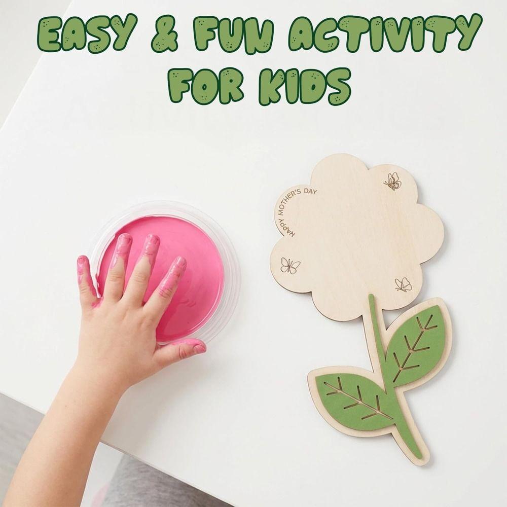 Decoration Mother's Day Plaque Hand Painted Wooden Flower Craft Kids DIY Painting