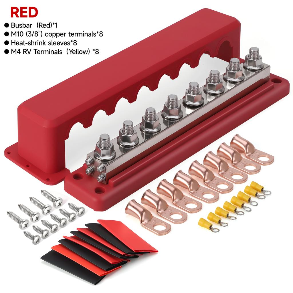 24V Power Distribution Block M10 Termianl Bus for Automotive Boat Car Terminal Block Negative Bus Bar 24V 600A Terminal Block