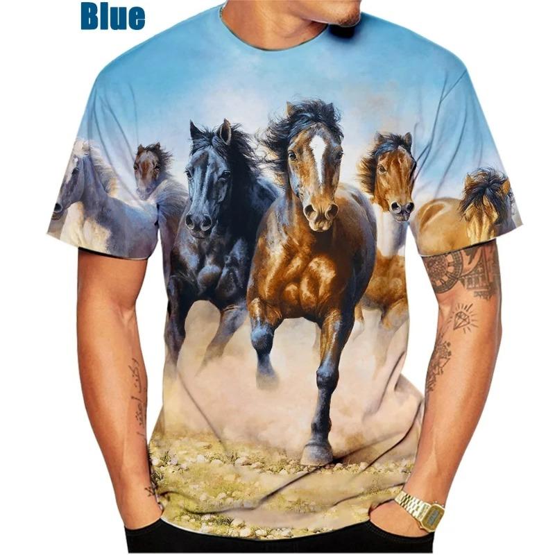 Animal Horse Creative Print 3D Print Summer O-neck T Shirt Fashion Casual Boys Girls Kawaii Tshirt Tops Unisex Clothing