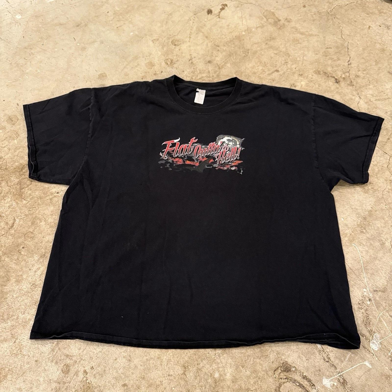 Big Rig Trucks Black “Flat Outta Hell!” Trucker T-T-Shirt Size: 3XL S