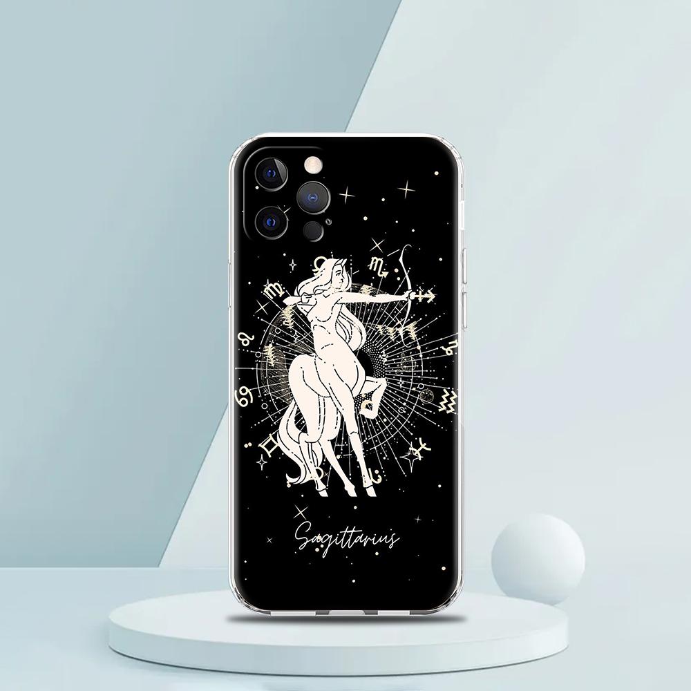 Zodiac Case for iPhone 16 15 14 13 12 Pro Max Cover Transparent Soft for iPhone 11 Pro Max 7 8 Plus XS XR Shell Coque Capas Bags