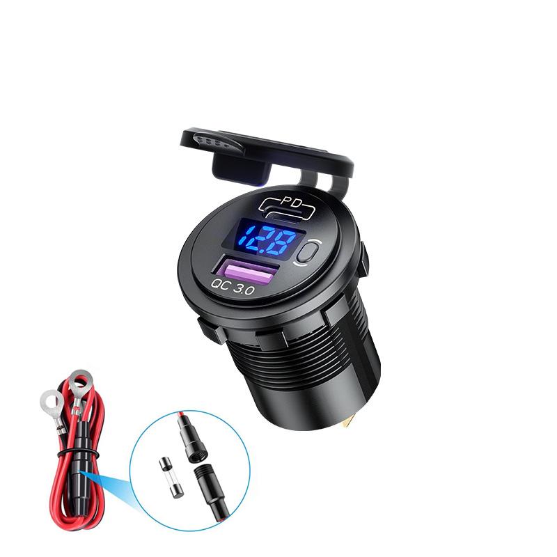 USB Charger Socket Waterproof Fast Charge Adapter PD Type C and QC3.0 Power Outlet with Switch for Car Marine Motorcycle