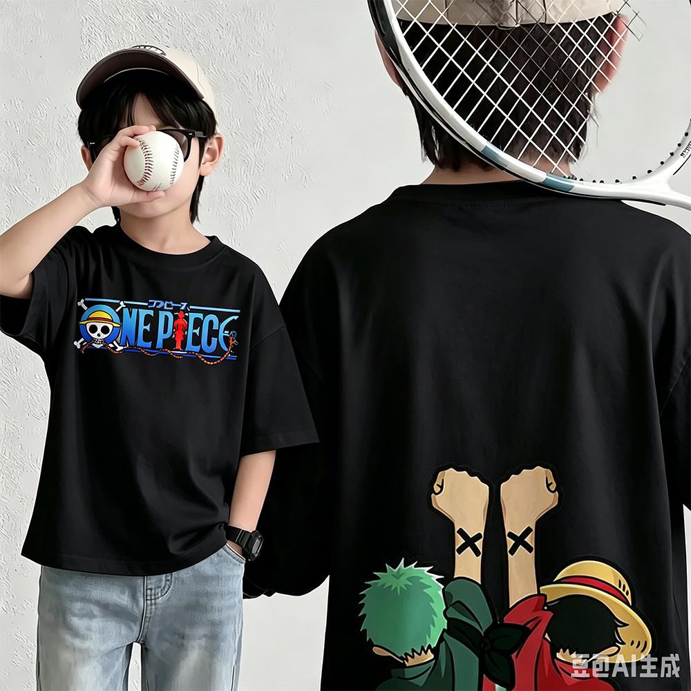 Summer New Arrival One Piece Pattern Tshirt unisex anime print casual shortsleeved fashionable streetwear top Y2K style