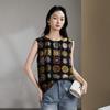 SOFSIL 2026 Summer New Chinese Style Print Sleeveless Silk Blend Shirt