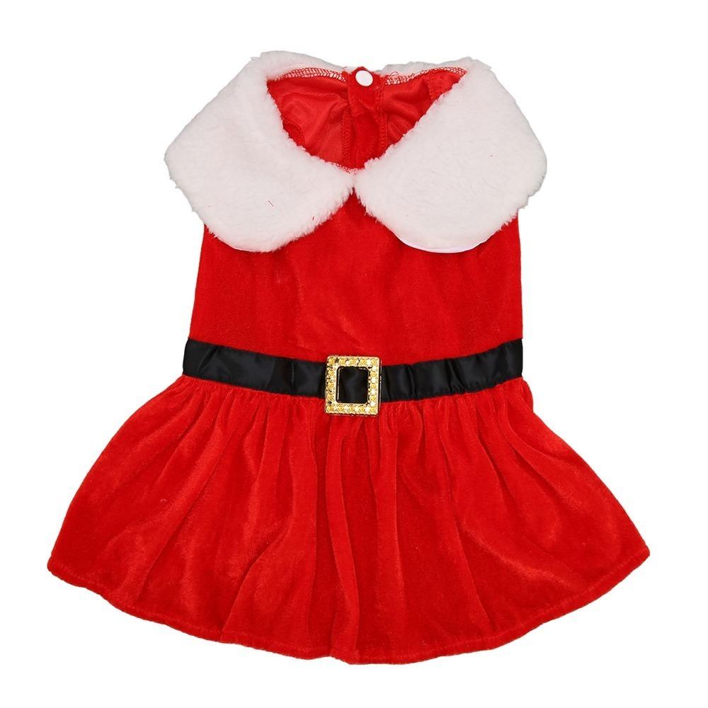 

Warm Thick Lining Santa Dog Costume Soft Plush Fabric Winter Pet Apparel Festival Cosplay Dress Up S