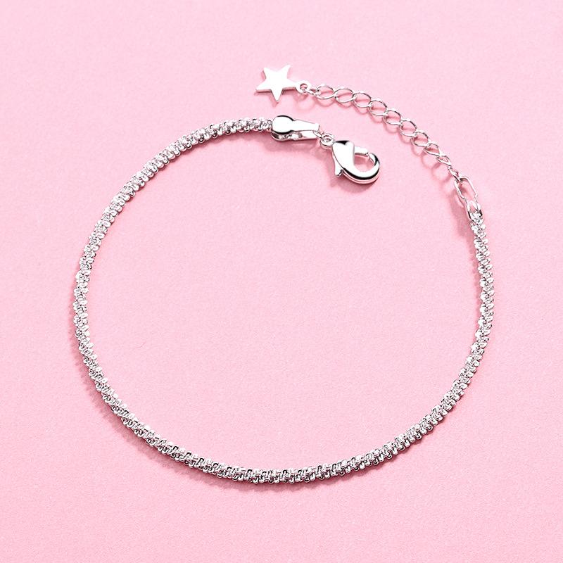 VENTFILLE 925 Sterling Silver Star Bracelet Fashion Korean Five-pointed Star Crystal Double Bracelet