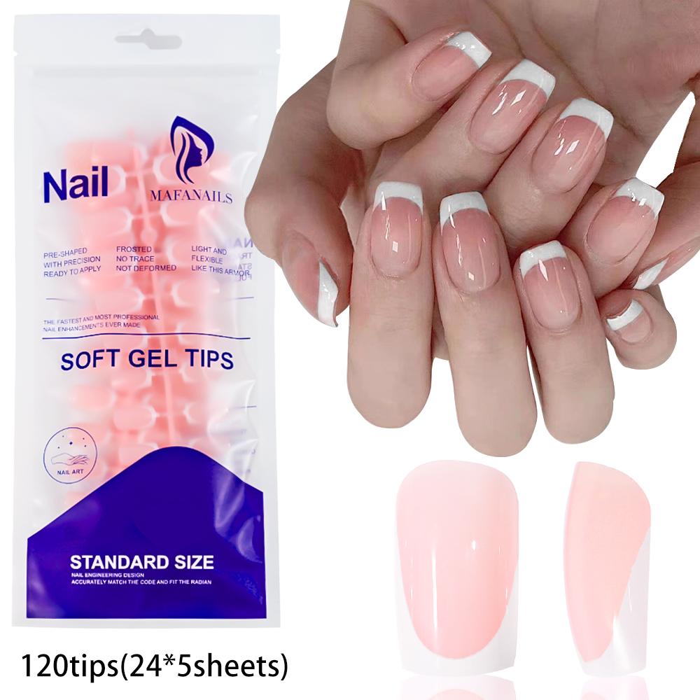 120 pièces Embouts d'ongles d'orteil carrés courts Faux ongles d'orteil Rose French Gel Souple Press-on Ongles d'orteil Bords Blancs Faux Ongles d'orteil Embout d'ongle d'orteil Couverture Complète