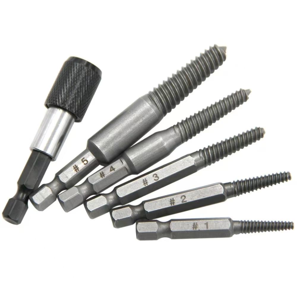 6/10Pcs Screw Extractor Center Drill Bits Guide Set Broken Damaged Bolt Remover Hex Shank And Spanner For Broken Hand Tool