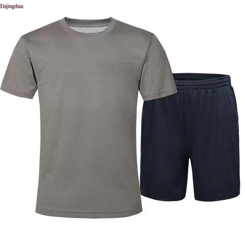 Мужской дышащий летний комплект для фитнеса с коротким рукавом