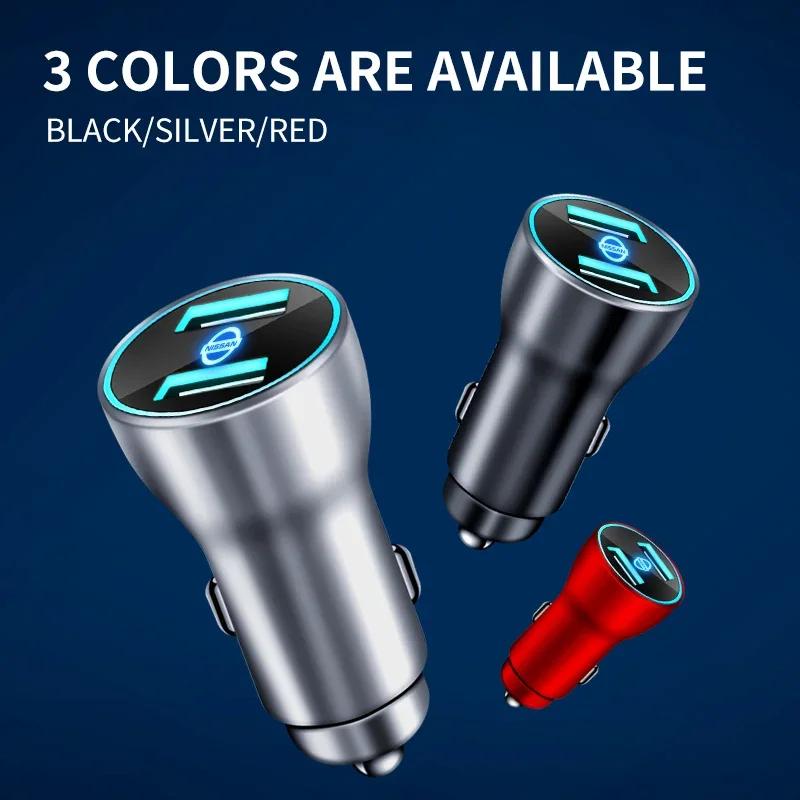 USB QC3.0 Car Charger LED Voltmeter Portable Adapter Cigarette Lighter For Nissan X-trail Almera Qashqai Tiida Auto Accessories