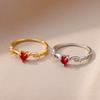 Red Heart Zircon Rings For Women Girls Gold Color Stainless Steel Ring  Wedding Engaement Romantic Party Jewelry Girlfriend Gift