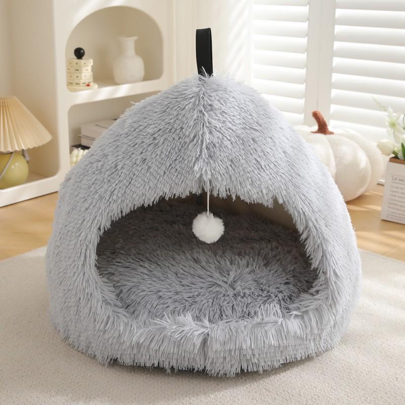Cozy Winter Pet Bed Cats Small Dogs Plush Warm Nest With Deep Sleep Design Indoor Use