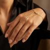 Personalisierte Vintage Auge Zirkon Fingerkette für Damen Zierliche Kupfer Pave Glieder Handarmband Goldschmuck
