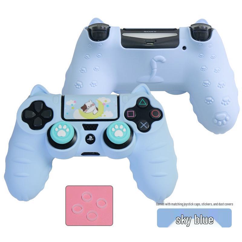 Cartoon Cute Silicone PS4 Controller Case with Joystick Caps, Stickers & Anti-Dust Ring