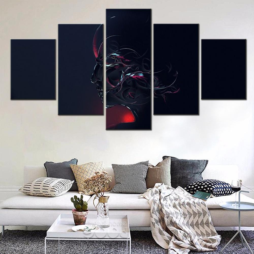 5 Pieces Canvas Wall Arts Poster Painting Digital Art Abstract Face Wallpaper Picture Print Living Room Mural Bedroom Artwork