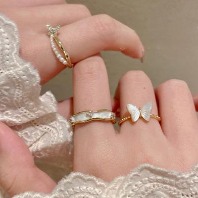 Zircon Drop Oil Round Open Ring Fashionable Light Luxury Exquisite Index Finger Ring Niche Versatile High-end Jewelry