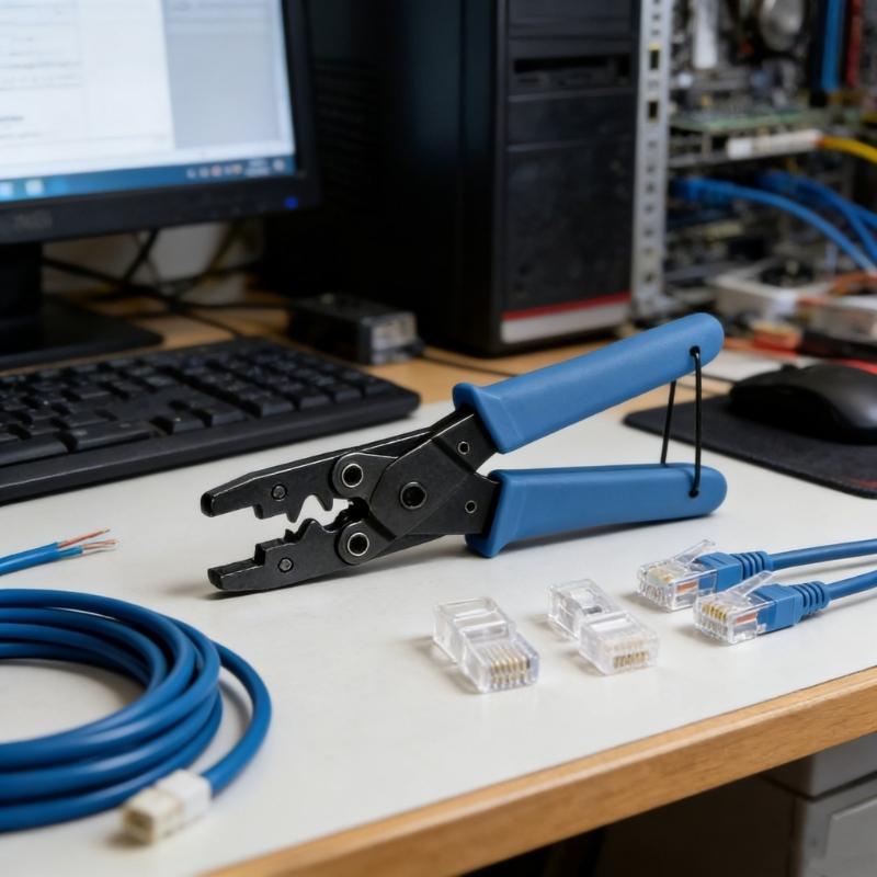 Professional Metal Crimping Tool For RJ45 Connectors With Wire Stripping And Cutting Functions Ideal For Networking Installations