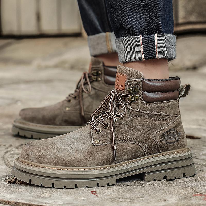 Lace-Up Leisure Outdoor Footwear Street Style Male Sneakers High Top Suede Leather Boots Fashion Motorcycle Ankle Boots for Men