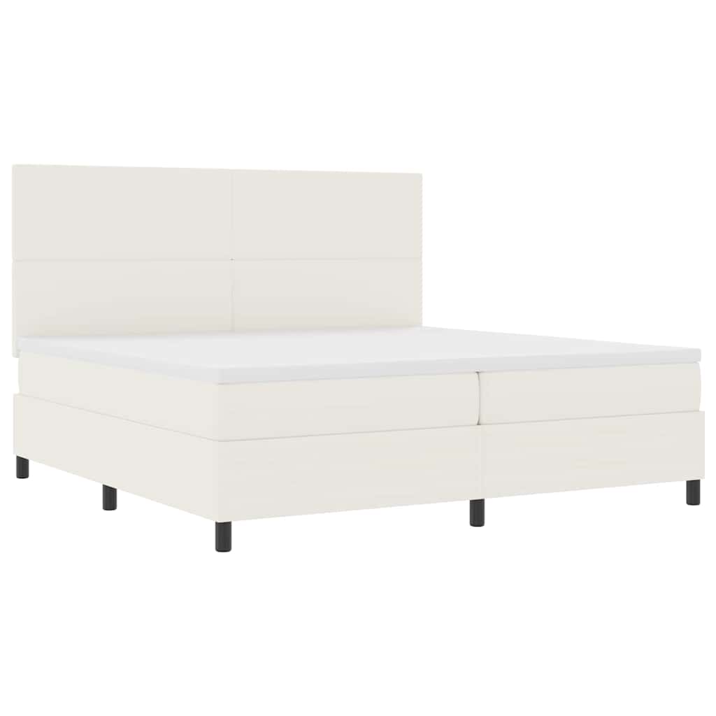 LED Box Spring Bed in Cream and White 200 x 200 cm Cord Fabric