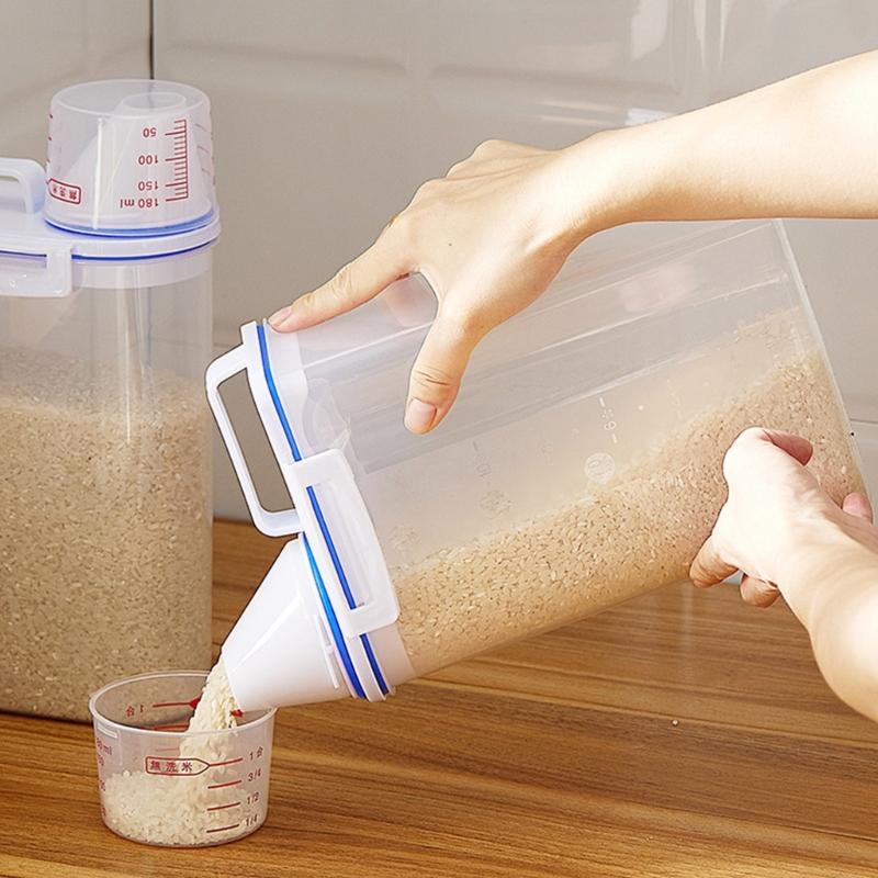 Durable Kitchen Rice Storage Bucket with Airtight Design to Prevent Moisture Clear View Panel for Content Visibility Ergonomic Carry Handle for
