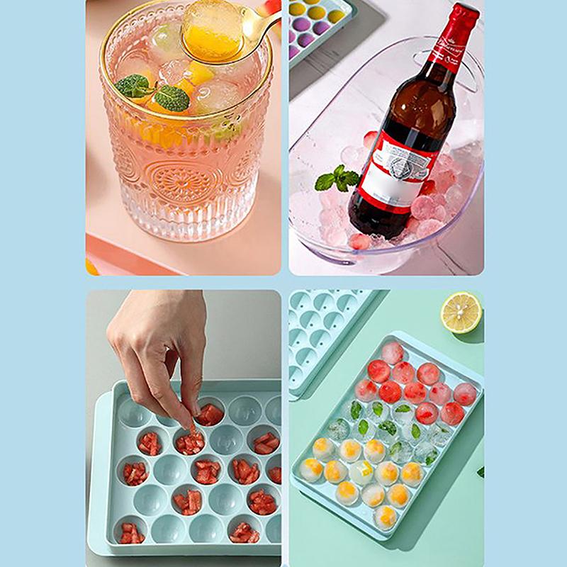 Tavă rotundă pentru cuburi de gheață 3D, cu capac, din plastic, în stil diamant, matriță pentru gheață, frigider, matrițe sferice pentru bricolaj, aparat de gheață, unelte de bucătărie