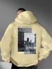 Retro-style Men's Street Scene Print Sweatshirt, Fashionable and Individualistic Men's Casual Style for Everyday Wear.