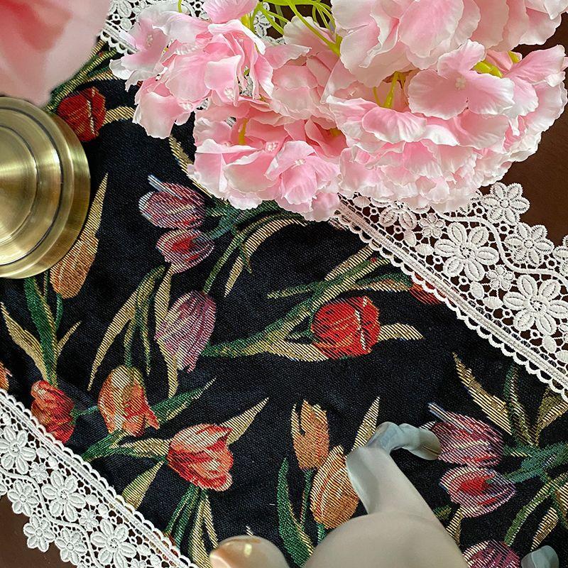 American Jacquard Fabric Tea Table Flag Lace Lace Dining Table Flag Tablecloth Chest TV Cabinet Long Towel Cloth Tassel