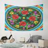Floral Mandala with Roses and Daffodils Pattern Wall Hanging Tapestry Decorative Tapestry Home Decor for Bedroom and Living Room