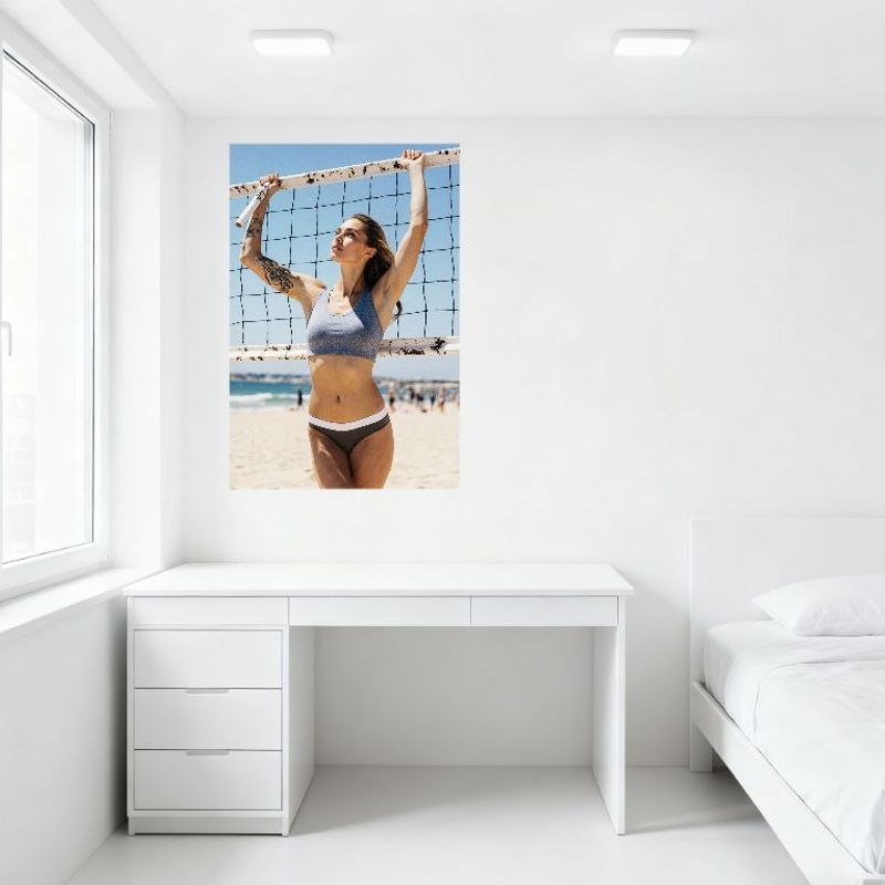 Sexy Woman Beach Volleyball Tin Sign Vintage Metal Poster for Home Bar Cafe Wall Decor, 8x12 Inch Metal Art with Ocean & Waves B