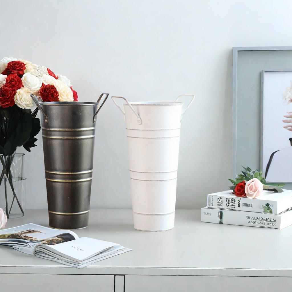 Kubełki na kwiaty w stylu retro Rustykalny wystrój farmy Pojemnik na suszone kwiaty Metalowy wazon do dekoracji na środek stołu