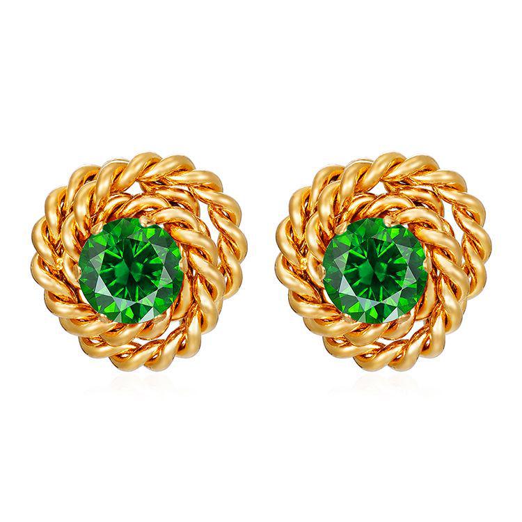 Versatile 18K Rose Zirconia Stud Earrings - Cross Retro Design in High-End Stainless Steel