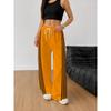 Ladies casual trousers, high saturation yellow base color trousers to create eye-catching effect, drawstring elastic waist