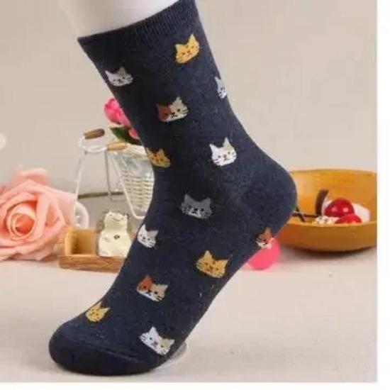 Neue Mehrfarbige Katze Druck Niedliche Damen Socken Kawaii Lange Socken Lässig Harajuku Streetwear Baumwolle Weiche Kniestrümpfe