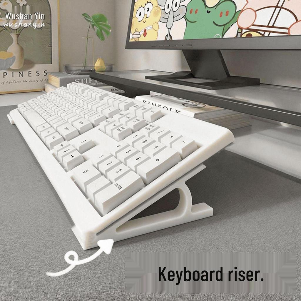 Suporte Inclinado para Monitor de Computador de Mesa com Bandeja para Teclado