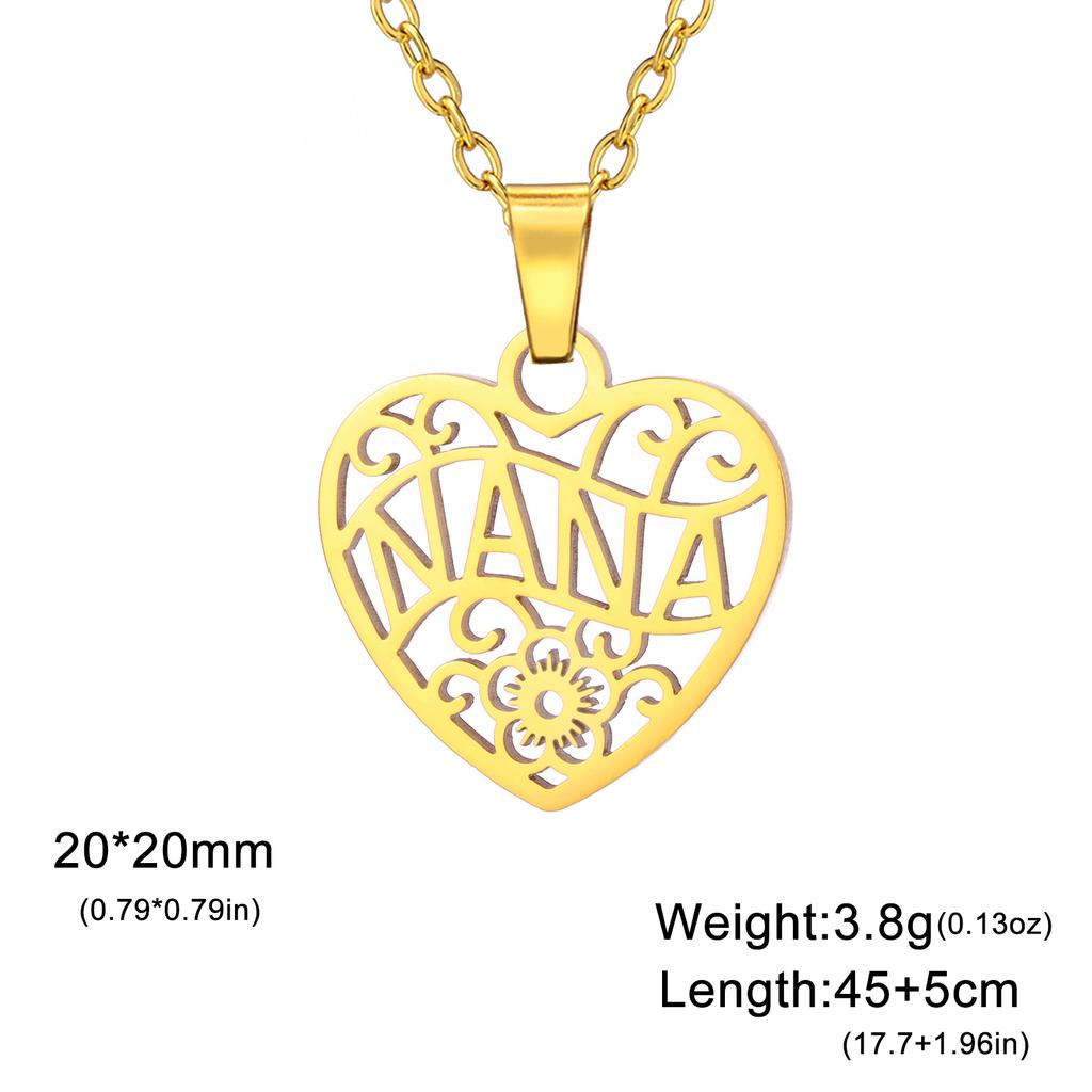 NANA MOM HOPE LOVE DREAM Pendant Stainless Steel Necklace Men and Women Fashion Valentine's Day Gift Jewelry Gift