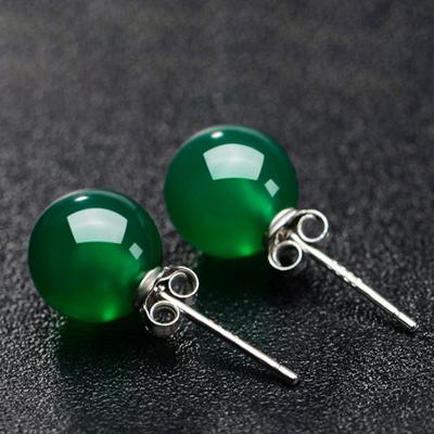 Koreanische Version von Kupfer versilbert rote Achat Edelstein Kristall Ohrringe Geburtstagsgeschenk