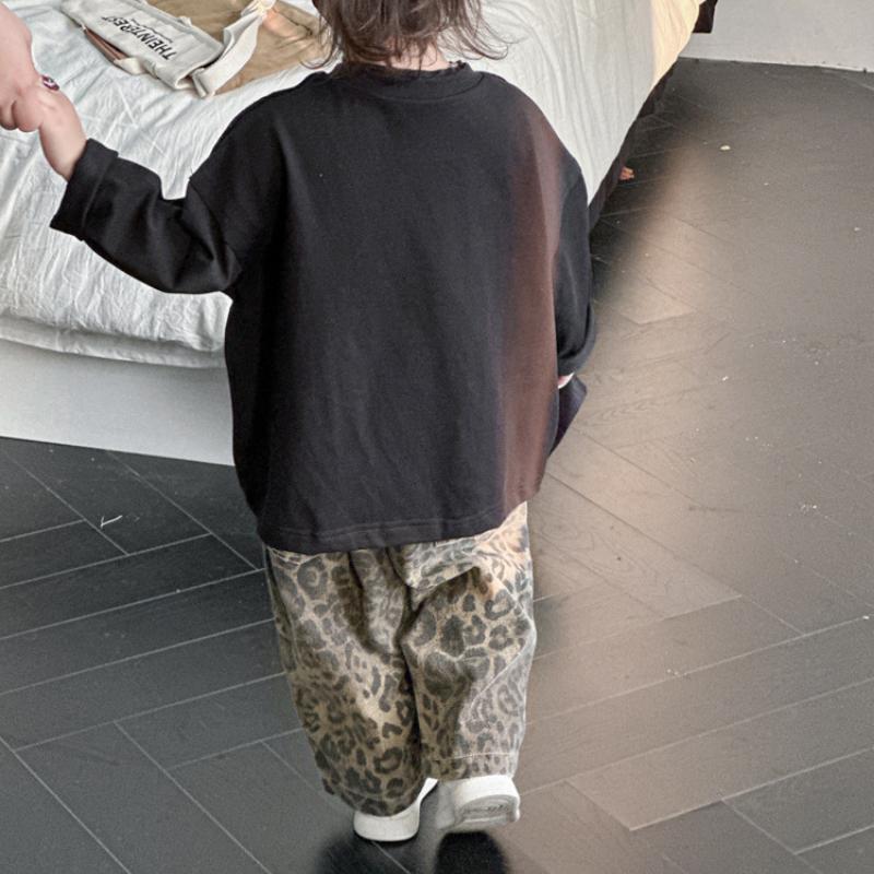 Tavaszi és őszi hip-hop alkalmi laza gyermeknadrágok, karcsú szabású gyermeknadrágok, tiszta leopárdmintás farmerek, alkalmi nadrágok