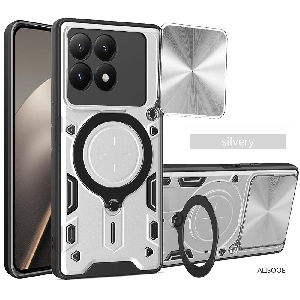 Kryt s posuvným krytem fotoaparátu pro Xiaomi 15T / Mi 15T Pro, magnetický kroužek, stojánek, ochranný kryt telefonu pro Xiaomi 15T