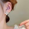 1Pair Simple Flower Pearl Sweet Earrings Trendy White Imitation Pearl Earrings For Women Elegant Bridal Wedding Jewelry